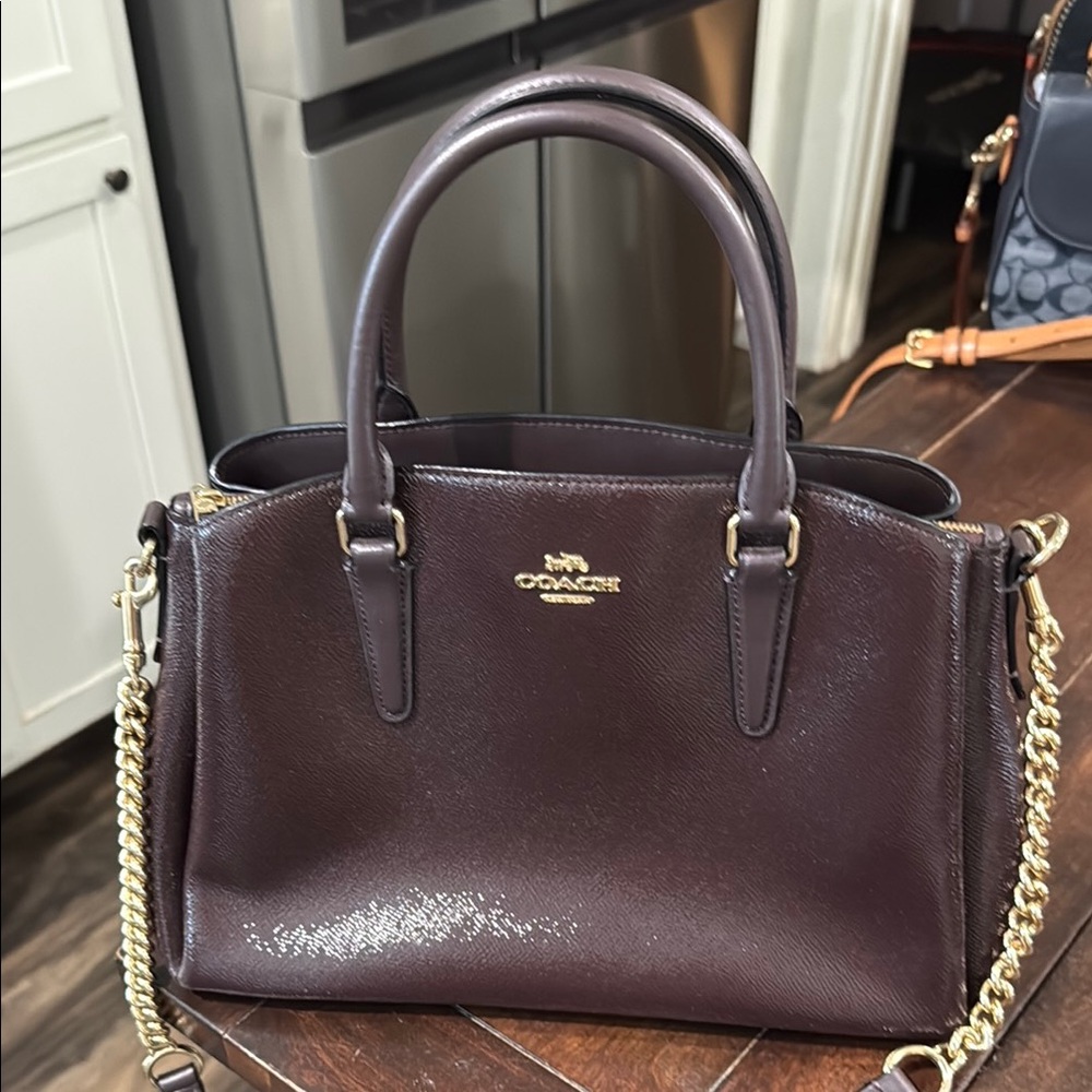 Coach Purple Gold Satchel Bag